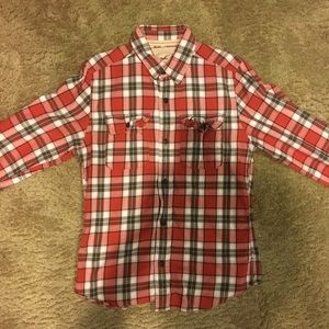 Hollister Orange plaid flannel